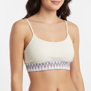 Adisputent Womens Knit Crop Top Bralette Cami Size L White Embroidered NWT